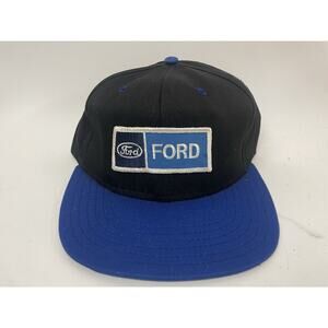 Vintage Ford Car Truck Black And Blue Snapback Trucker Hat Nice Color Wave